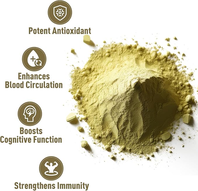 UNLEASH'D ORGANIC Organic Ginkgo Biloba Powder 16 oz Supports Brain Function and Mental Alertness Vegan Friendly Raw and Non-GMO