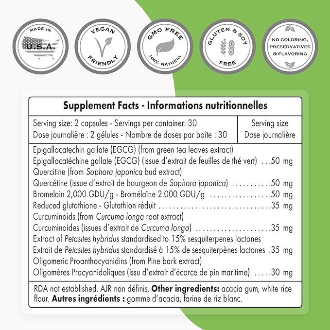 Supersmart - Lung Detox (Advanced Formula) - with Quercetin, Bromelain, Curcuminoids, EGCG | Non-GMO & Gluten Free - 60 Vegetarian Capsules