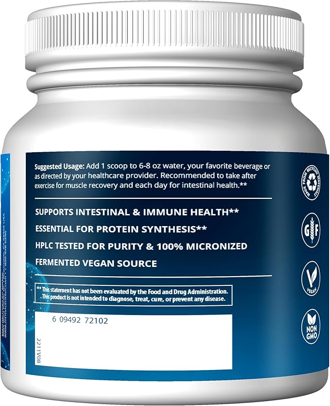 MRM Nutrition L-Glutamine | 5000mg | Recovery | Amino Acid | Muscle Support | Immune + Gut Health | Fermented | 100 Servings