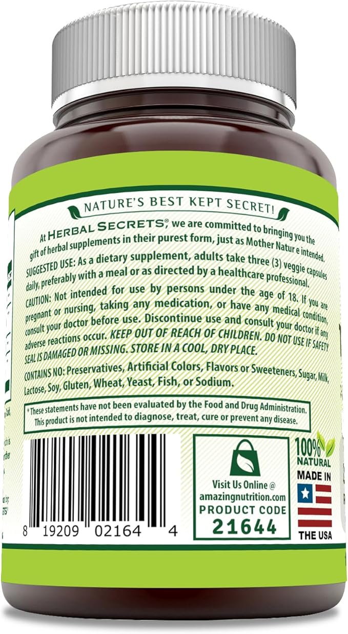 Herbal Secrets Turmeric Curcumin & Ginger with BioPerine Supplement | 2,250 Mg Per Serving | 180 Capsules | Non-GMO | Gluten Free | Made in USA