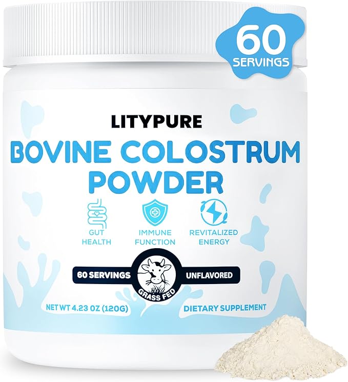 Colostrum Supplement for Gut Health, Hair Growth, Beauty and Immune Support | Rich IgG Pure Bovine Colostrum for Humans | Gluten Free, Made in USA, Unflavored