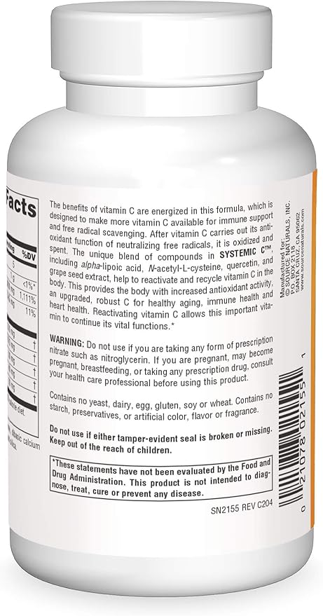 Source Naturals Systemic C, 500mg - 120 Tablets