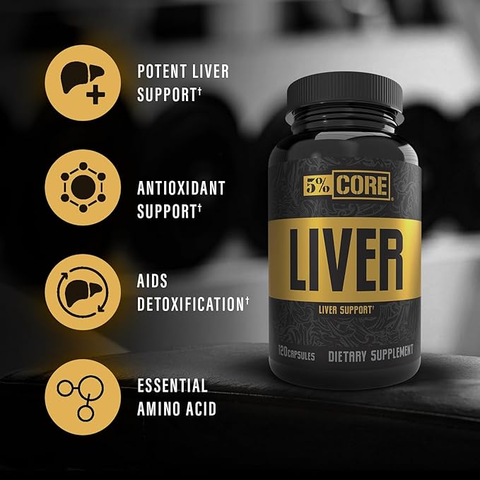 5% Core Liver Support | NAC (N-Acetyl L-Cysteine) 1000mg, Milk Thistle 750mg, L-Glutathione 300mg | Liver Cleanse Detox & Repair Supplement (30 Capsules)