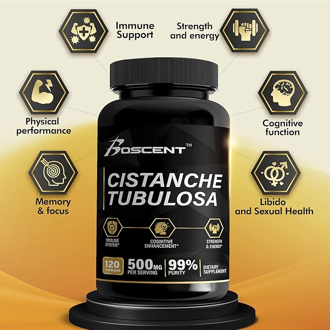 Premium Cistanche Tubulosa Extract 500mg (120 Capsules) - 50% Echinacosides,10% Acteosides - Natural Nootropic for Stamina, Immunity and Memory - No Fillers, Hormone Balance - Strength Booster for Men