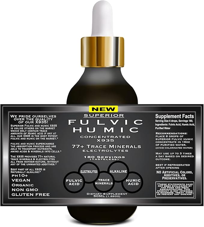Trace Mineral Drops with Electrolytes - 77 Trace Minerals - 180 Servings- Restore Electrolytes, Improve Gut Health, Leaky Gut Repair - Plant Derived Ionic Trace Minerals from Fulvic & Humic Acid