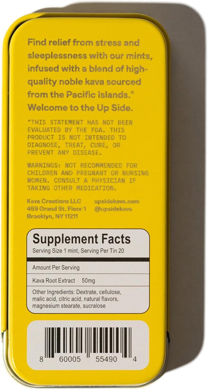 Up Side Kava Chill Pills, Kava Kava Candy Sunny Lemon Flavor, Natural Supplement for Calm & Stress Support, 6 Pack 20 Mints