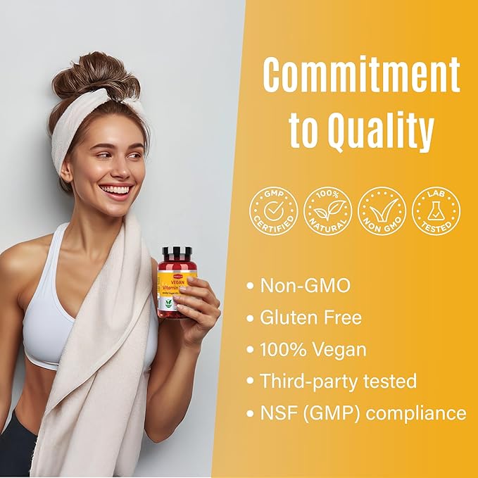 180 Days Vegan Vitamin D3+K2 Softgel with Coconut MCT Oil | 2000IU Plant Source Vitamin D3 + 100 mcg Vitamin K2 MK-7 | for Bone, Muscel, Immune, Teeth & Heart Health | 100% Vegan no-Gelatin