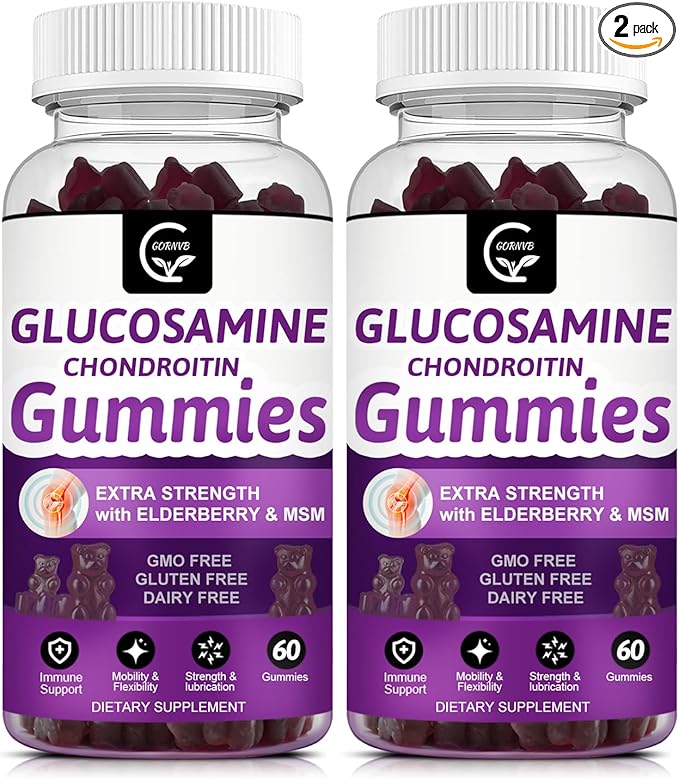 Glucosamine Chondroitin Gummies with MSM & Elderberry Extra Strength - Flexibility Support, Antioxidant Immune Support Supplement for Adults, Men & Women - 60 Chondroitin Gummies (2 Pack)