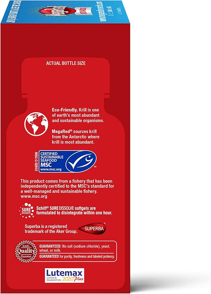 Omega-3 Blend Total Body + Refresh 500mg Softgels, MegaRed (65 count in a bottle), Easily Absorbed Krill Oil, To Support Your Heart, Joints, Brain & Eyes