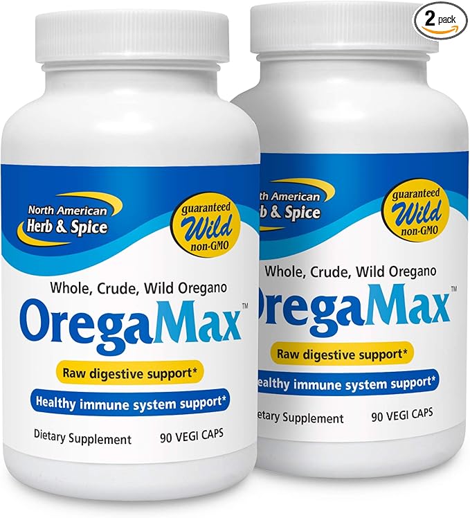 NORTH AMERICAN HERB & SPICE OregaMax (2 Pack) - 90 Vegi Capsules - Healthy Digestive & Immune Support - Oreganol P73 Oregano Oil Supplement with Garlic & Onion - Non-GMO - 180 Total Servings