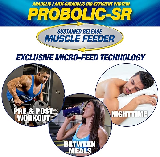 Maximum Human Performance Probolic-SR Sustained Release Protein Powder, 24g Protein, BCAAs, Glutamine, Arginine, Pre-Workout, Post-Workout, Nighttime Protein, 2lbs, 26 Servings, Cookies & Cream