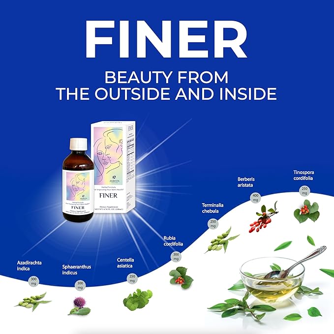 Finer Skin Health Supplement Liquid Supplement, Natural Formula, 6.76 Oz