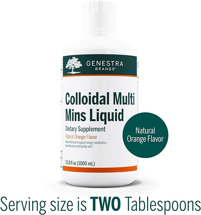 Genestra Brands Colloidal Multi Mins Liquid - Colloidal Minerals - Natural Orange Flavor - 33 Servings