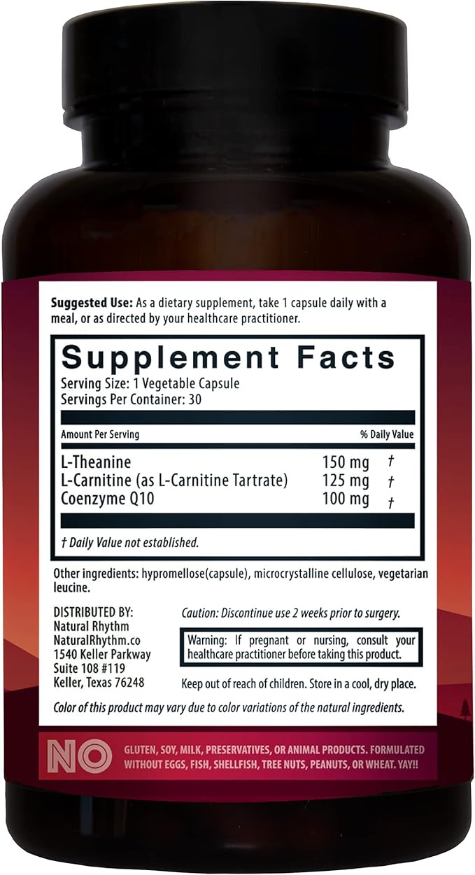 Natural Rhythm CoQ10-ZEN (Coenzyme Q10 + L-Carnitine + L-Theanine) - 30 Capsules