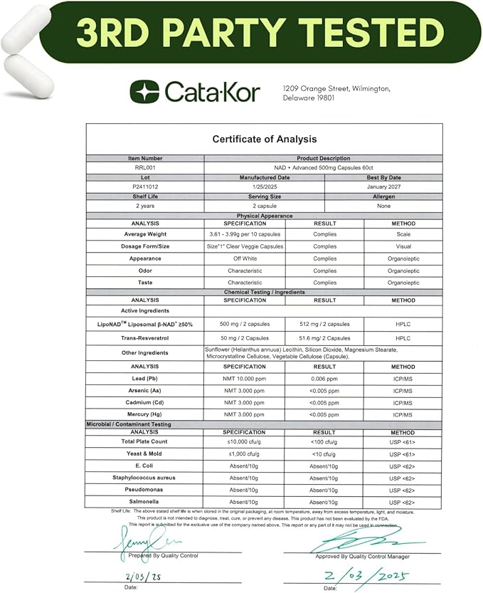 NMN Supplement Alternative - Liposomal NAD with Resveratrol - High Purity NAD Supplement for Anti-Aging, Energy, Focus - 60 Capsules