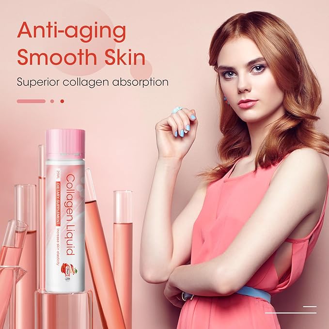 Liquid Collagen Peptides, 2500mg Verisol Bioactive Collagen Peptides, Biotin, Hair, Skin, Nail Supplement for Women and Men