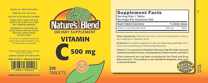 Nature's Blend Vitamin C 500 mg 250 Tablets