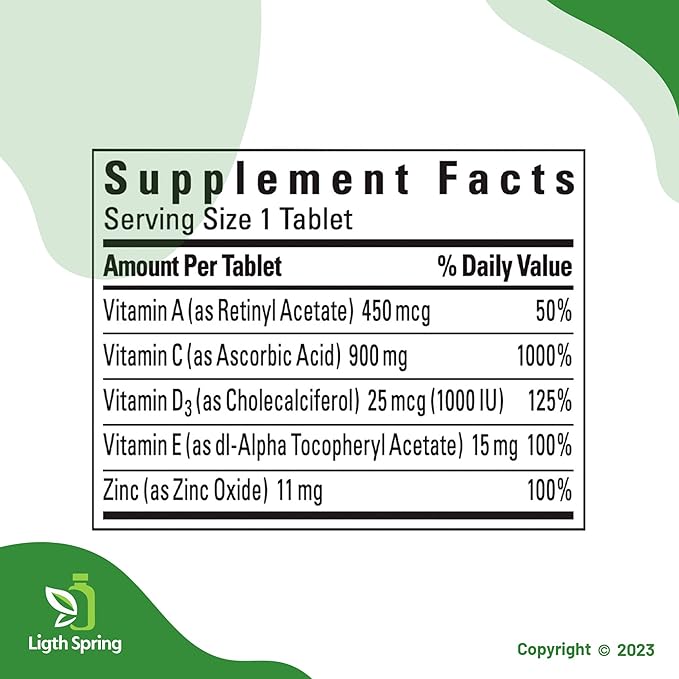 Super C with Vitamin D3 & Zinc 200 Tablets with Exclusive A to Z - Better Ligth&Spring Guide (2 Items)