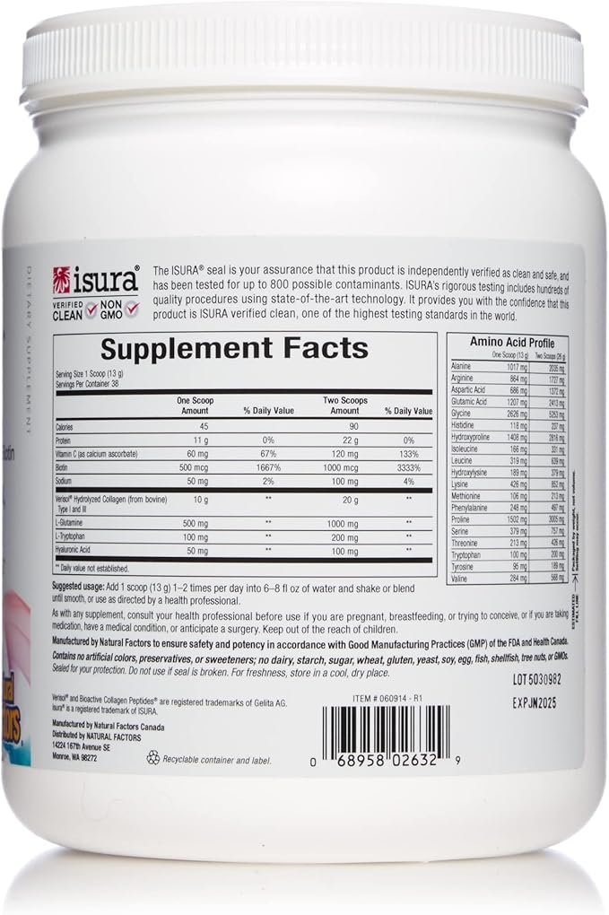 Natural Factors Unflavoured Total Body Collagen Powder, 500 GR