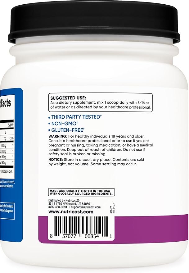 Nutricost BCAA Powder (Grape, 90 Servings) - Optimal 2:1:1 Ratio, Vegetarian, Non-GMO