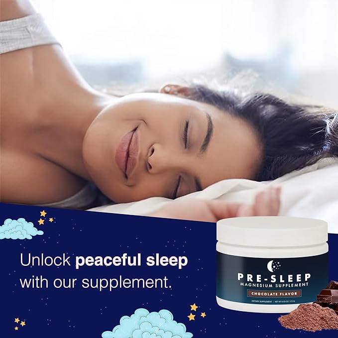 Natural Pre-Sleep Aid for Adults | Cocoa | Chamomile | Magnesium Glycinate 200mg | Vitamin B6 | Vitamin D | Gluten-Free | Zero Sugar | Non-Habit Forming | Sleep Support | 30-day Supply