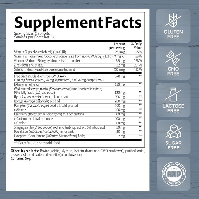 New Roots | Prostate Support Supplement with 16 Herbal Ingredients: Saw Palmetto, Plant Sterols, Borage Oil, Selenium, Vitamins & Zinc (60 Softgels) Relieves Weak Urine Flow, Frequent Urination