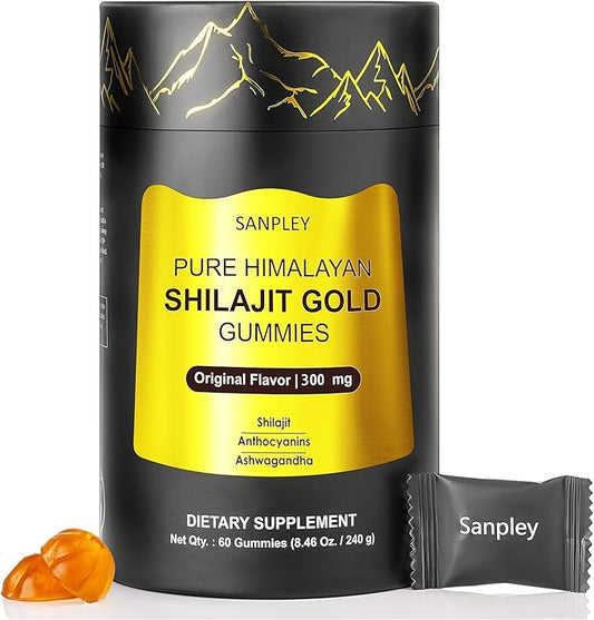 Shilajit Gummies Gold Himalayan Shilajit | Pure Himalayan Shilajit Gummies | No Added Sugar | Fulvic Acid & Trace Minerals I Non-GMO I Natural I 60 Gummy