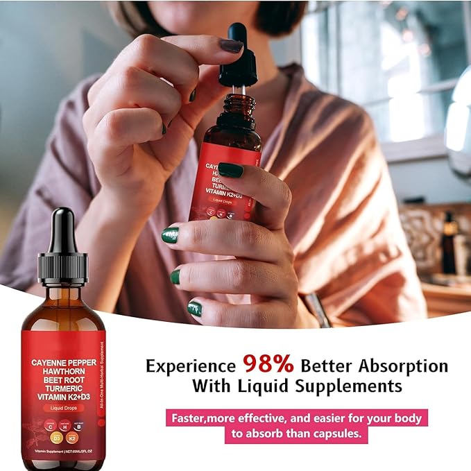 Cayenne Pepper Organic, Liquid Cayenne Pepper Drops for Turmeric,Panax Ginseng, Beet Root Powder,Ceylon Cinnamon and More Herbals - 2 Fl Oz (1)