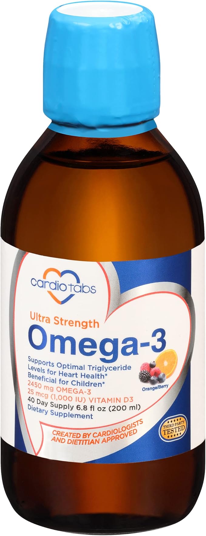 Ultra Strength Liquid Omega-3 + Vitamin D3, Fish Oil Supplements 4,500mg Omega-3 Marine Oil from Fish Oil and Calamarine, 2,130mg DHA and EPA, + 1,000 IU of Vitamin D3-6.8 fl oz