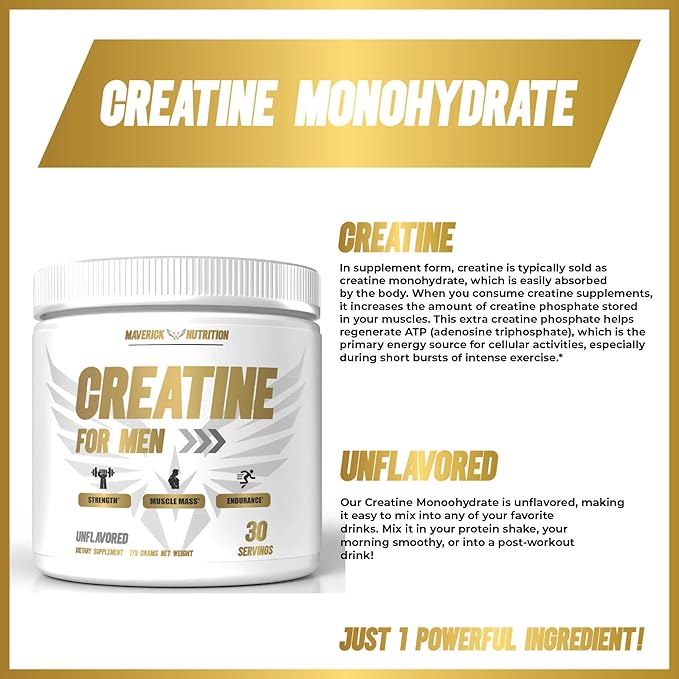 Creatine for Men - Creatine Powder for Men - Muscle Builder for Men - Creatine - Creatine Monohydrate - Creatine Powder - Creatine Monohydrate Powder - Creatine Monohydrate for Men - 30 Servings