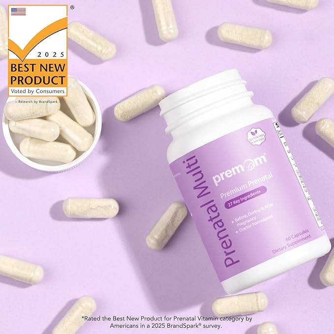 Premom Prenatal Vitamins for Women & Prenatal DHA Fish Oil - Conception for Her Multivitamin: 27 Nutrients + Triglyceride Omega 3 with 470mg DHA - Fertility Support for Women