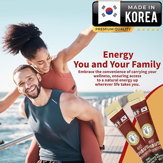 30 Pack of 0.53oz Korean Red Ginseng Extract Sticks - 6-Year-Old Ginseng for Optimal Benefits for You - Daily Upgrade - Perfect for Pre/Post Workout (30 Sticks of 0.53oz)