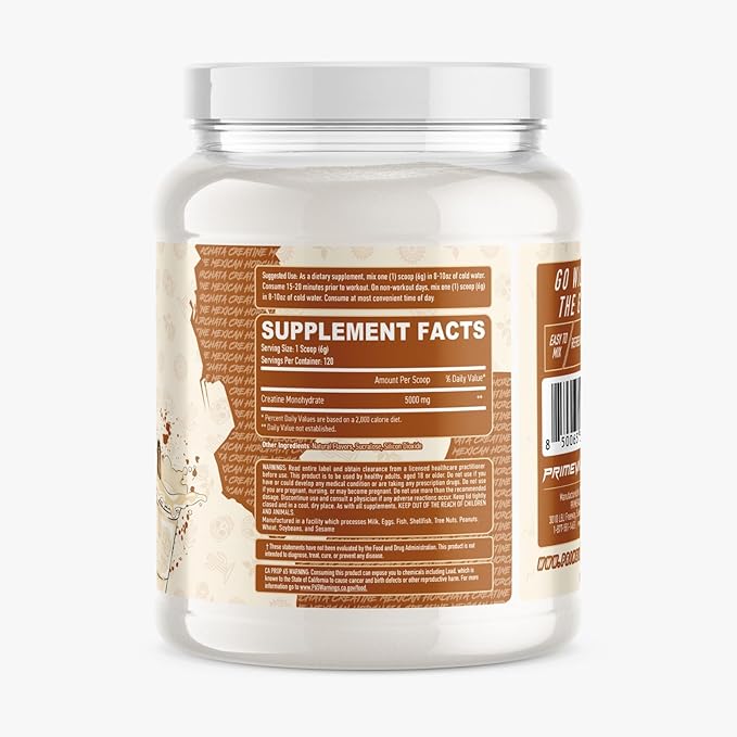 Primeval Labs Creatine Monohydrate | Muscle Recovery + Builder for Men & Women | Workout Supplements Easy to Mix | Horchata | 120 Servings | 5g Creatine Per Serving
