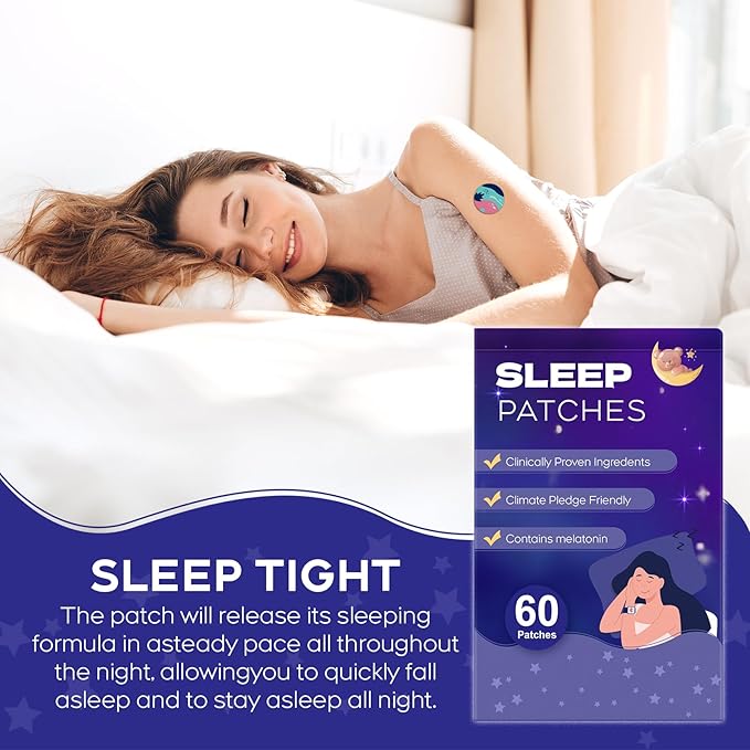 Sleep Patches for Adults, 60 Pack Upgraded Deep Sleep Patches, All Natural Deep Sleep Patches, Quick Acting Ingredients, for Men and Women, Easy to Use That Last All Night-Violet-A10