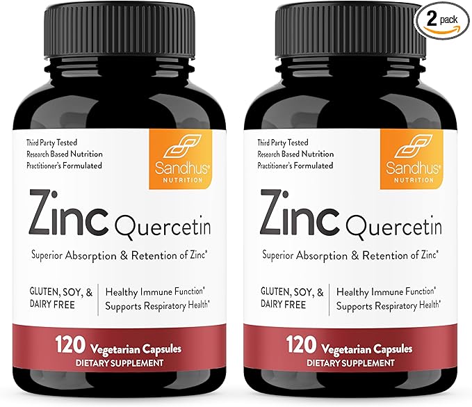 Sandhu's Zinc Quercetin Vegetarian Capsules 120 Ct- (2 Pack)