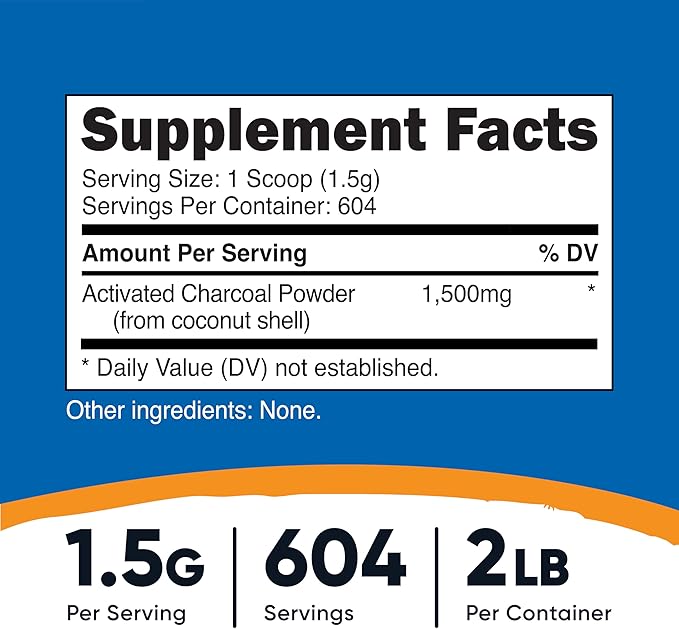 Nutricost Activated Charcoal Powder 2lbs - Food Grade Powder, Toothpaste, Facemask, Odor Control, Vegetarian, Gluten Free, Non-GMO