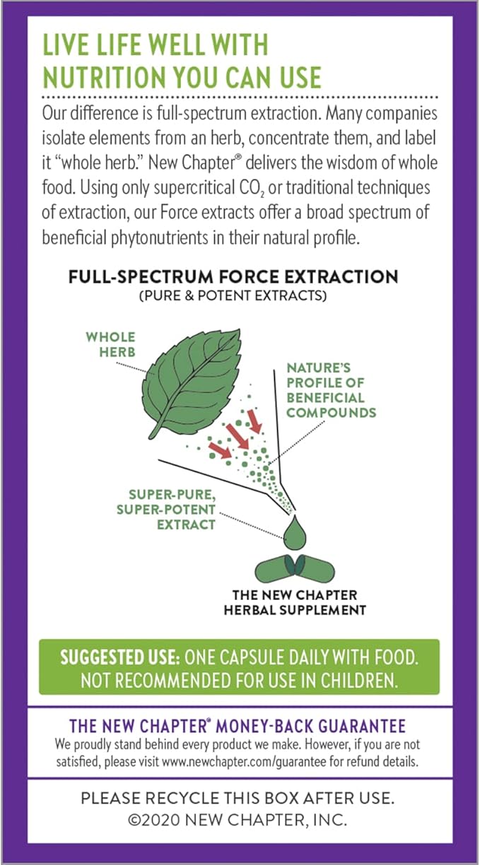 New Chapter Lemon Balm Force with Supercritical Lemon Balm for Mood Support + Immune Support + Non-GMO Ingredients - 30 ct Vegetarian Capsules