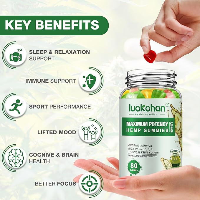 Hemp Gummies for Sleep, Pain, Relax, Calm - High Potency Hemp Oil Infused Gummy Bears -Fruity Flavors - 100% Natural Omega Hemp Edibles (2 Pack)