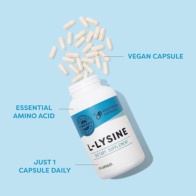 Vimergy L-Lysine – Promotes Healthy Skin, Hair & Nails* – Supports Healthy Metabolism* – Vegan, Non-GMO & Gluten-Free – 270 Capsules