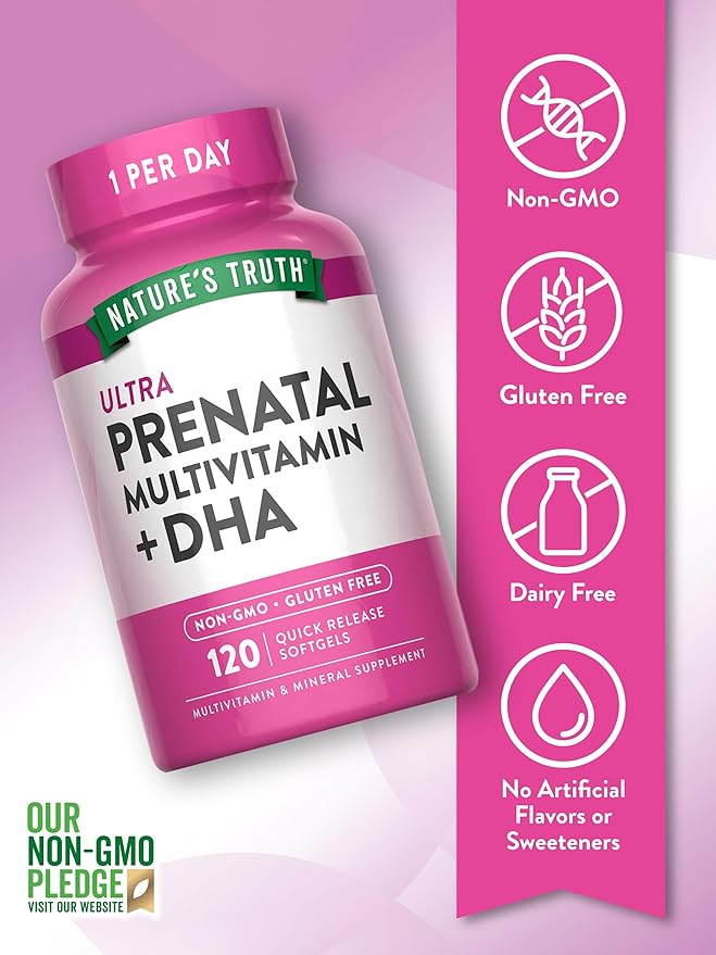Nature's Truth Prenatal Vitamin for Women | 120 Softgels | Non-GMO & Gluten Free Multivitamin Supplement with DHA and Folic Acid