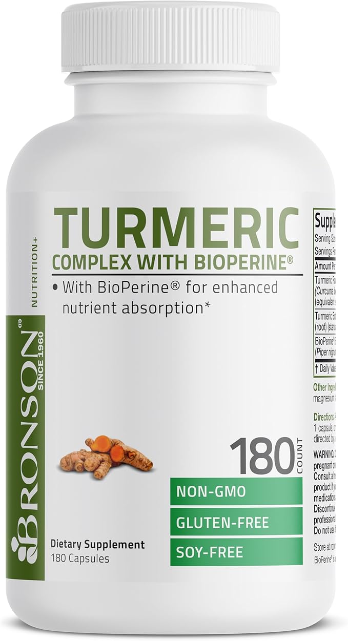 Turmeric Curcumin with BioPerine - High Potency Premium Joint Support with 95% Standardized Curcuminoids - Non-GMO Capsules with Black Pepper - 180 Count