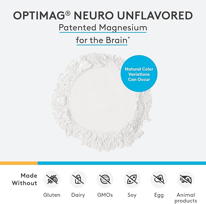 XYMOGEN OptiMag Neuro - Chelated Magnesium Powder - with Magnesium Glycinate & L-Threonate - Support Brain Health & Relaxation - Unflavored (60 Servings)