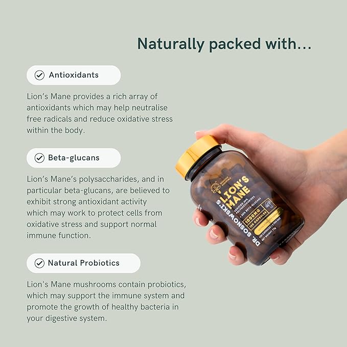 Dr Sosnowski's BioActive Lion's Mane Mushroom Capsules | Potent 1000mg High Strength Lion's Mane Extract (120 Capsules)