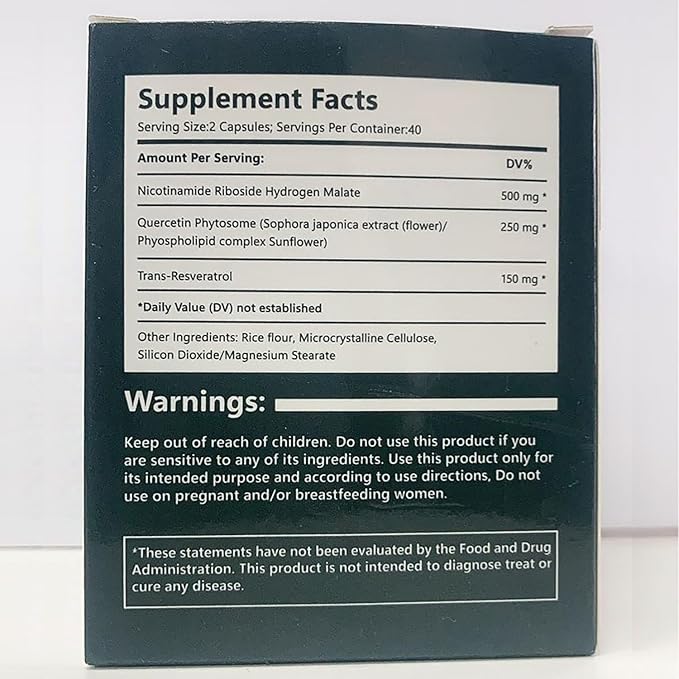 Nicotinamide Riboside, Liposomal Nicotinamide Riboside 900mg Resveratrol Quercetin Supplement for Vitality, Anti Aging, Energy, Focus, 80 Capsules