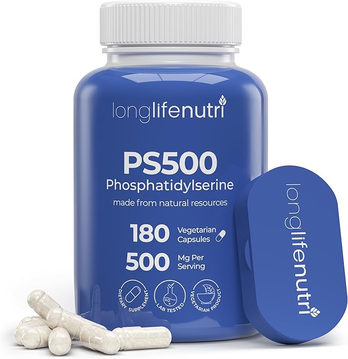 Phosphatidylserine Pure 500mg – 180 Vegetarian Pills, 3-Month Supply, Supplement for Strengthening Memory, Focus & Cognitive Function, Made in USA, Lab Tested, Soy Free, Non GMO