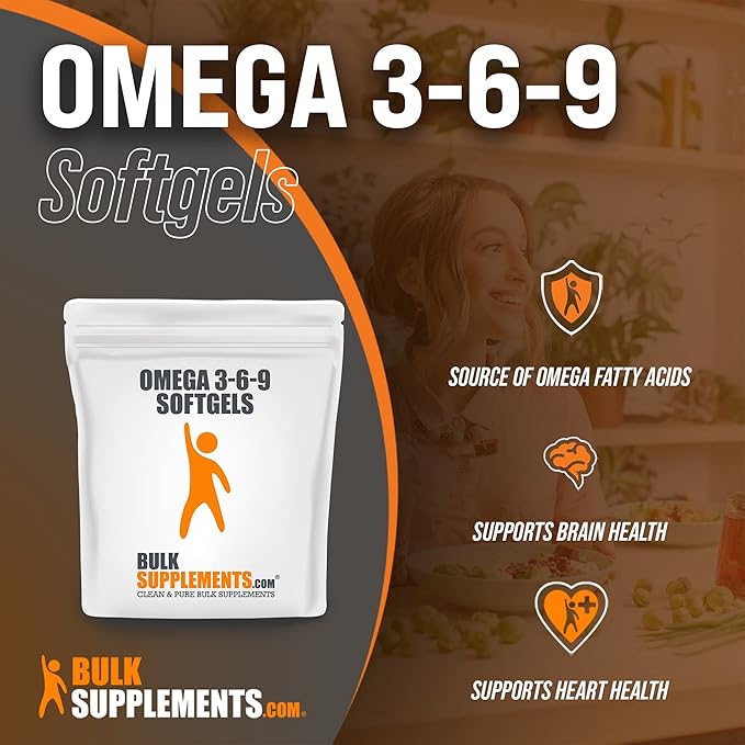 BulkSupplements.com Omega 3-6-9 Softgels - Triple Omega Supplement, from Flaxseed, Evening Primrose & Fish Oil- 2 Softgels per Serving (2400mg), 5000 Count (Pack of 1)