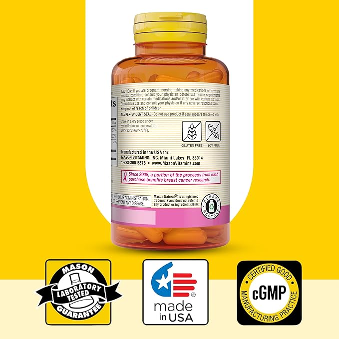 MASON NATURAL 1500mg Collagen with Vitamin C, Biotin, and Calcium, 40-Day Supply, Supplement for Hair, Skin, and Nails, Capsules