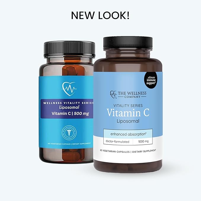 The Wellness Company Liposomal Vitamin C | 60 Capsules (1 Month Supply) | Enhanced Absorption Formula | Non-GMO, Gluten-Free | Supports Immune Health and Antioxidant Protection