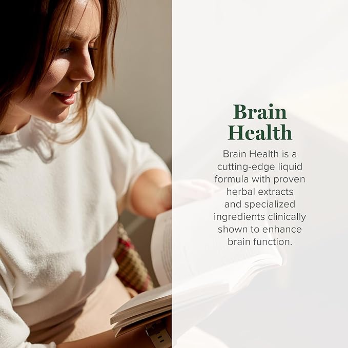 Global Healing Center Brain Health - USDA Organic Brain Supplements for Memory & Focus - Nootropics Supplement to Combat Mental Fog, Advanced Focus Factor for Adults Extra Strength - 2 Fl Oz