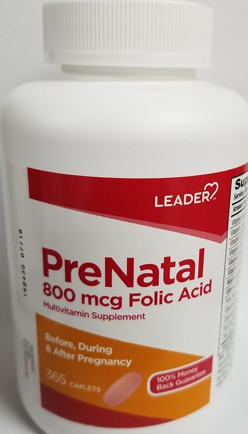 LEADER PreNatal Vitamins, 365 Caplets (Pack of 12)